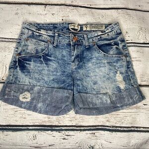 Indigo Rein Acid Washed Distressed Jean Shorts